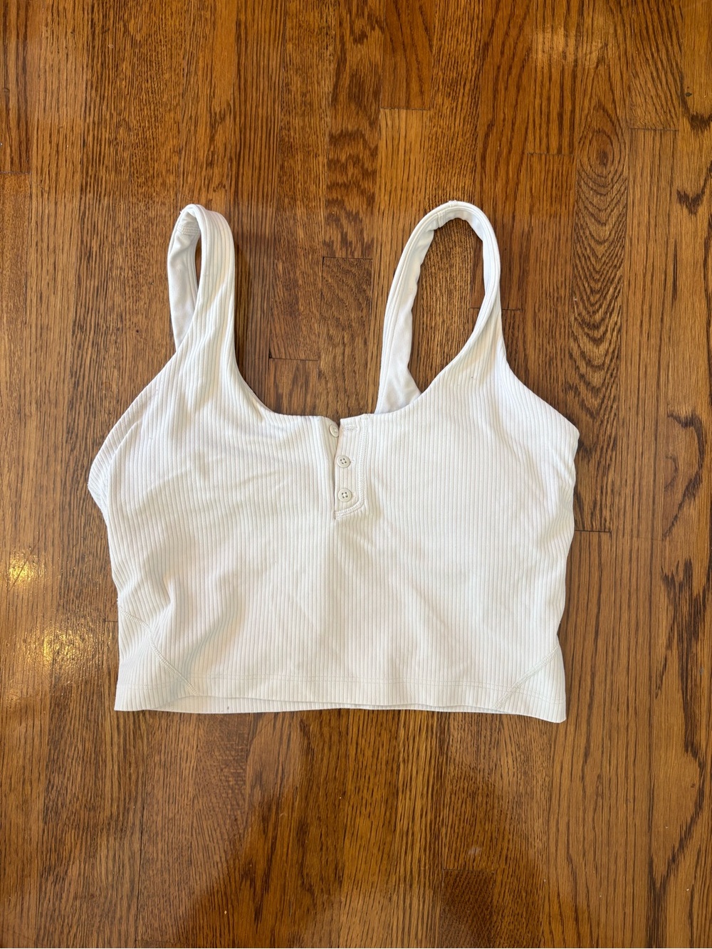 Lululemon Cream Ribbed Henley Tank Crop Top with Button Detail